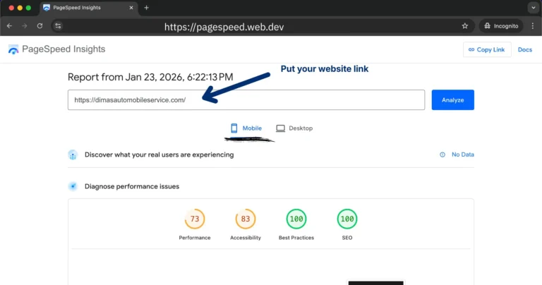 page speed insights for website